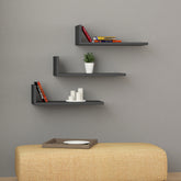 L Shape Modern Floating Shelf Mocha Grey 14cm Short - Decortie